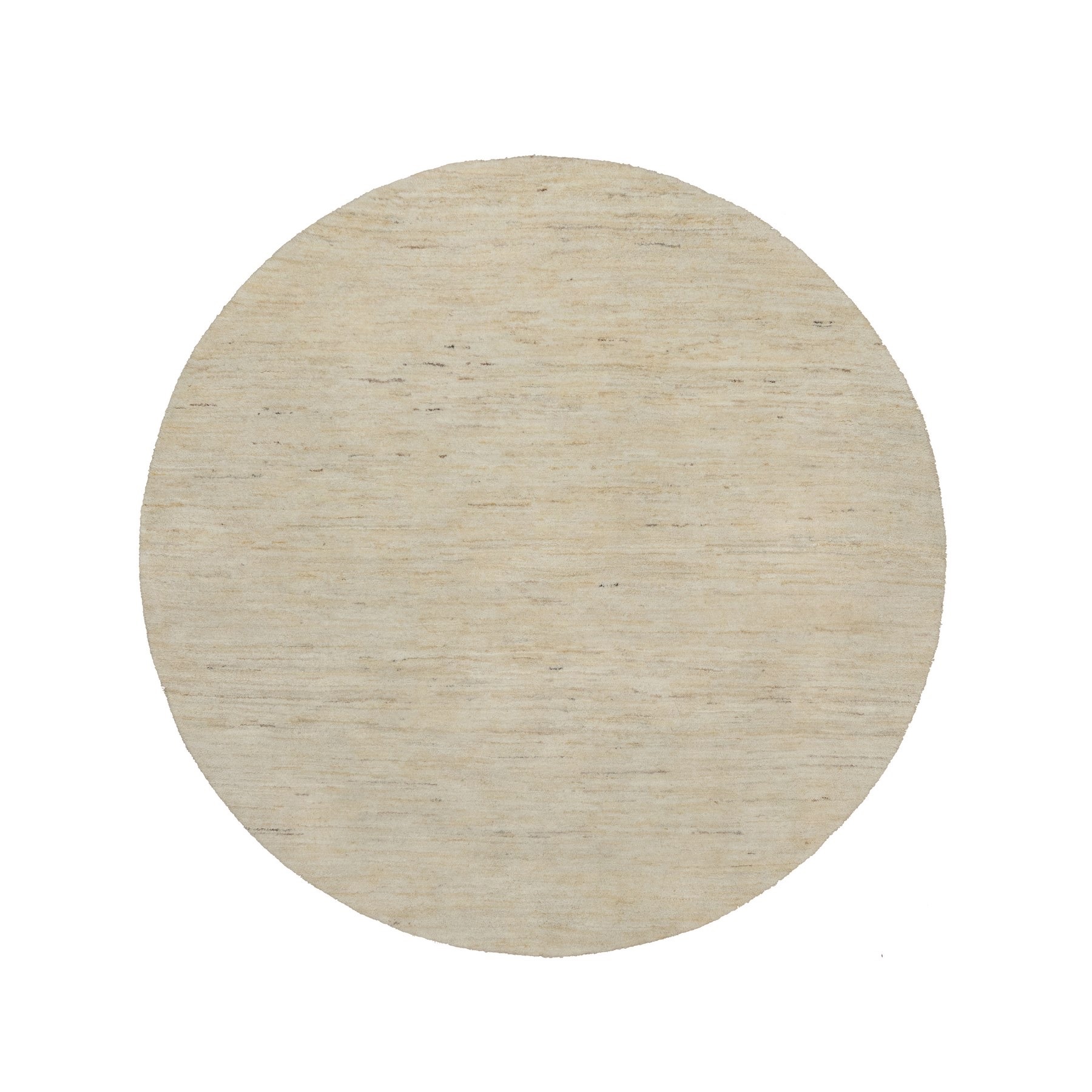 Linen White, Hand Knotted, Modern, Plain Design, Lori Buft Gabbeh, Thick and Plush, Pure Wool, Round, Oriental Rug